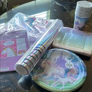 Fantasy Unicorn party bundle for 8 Pastel Colors 61 pieces.